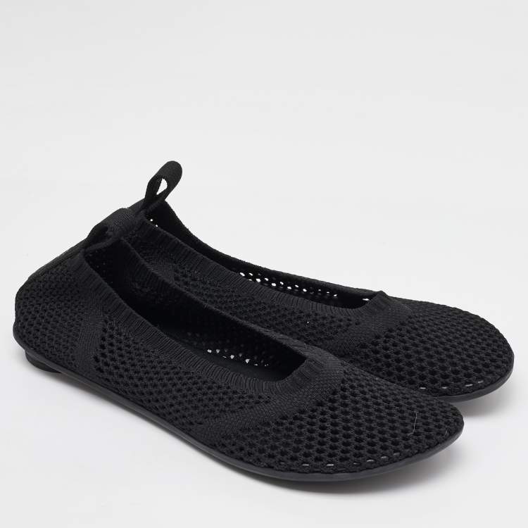 Pre Owned Bottega Veneta Black Stretch Knit Atomic Ballet Flats Size 39