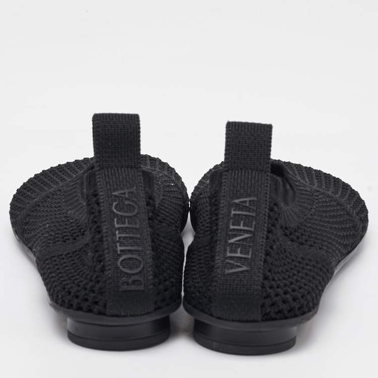 Pre Owned Bottega Veneta Black Stretch Knit Atomic Ballet Flats Size 39
