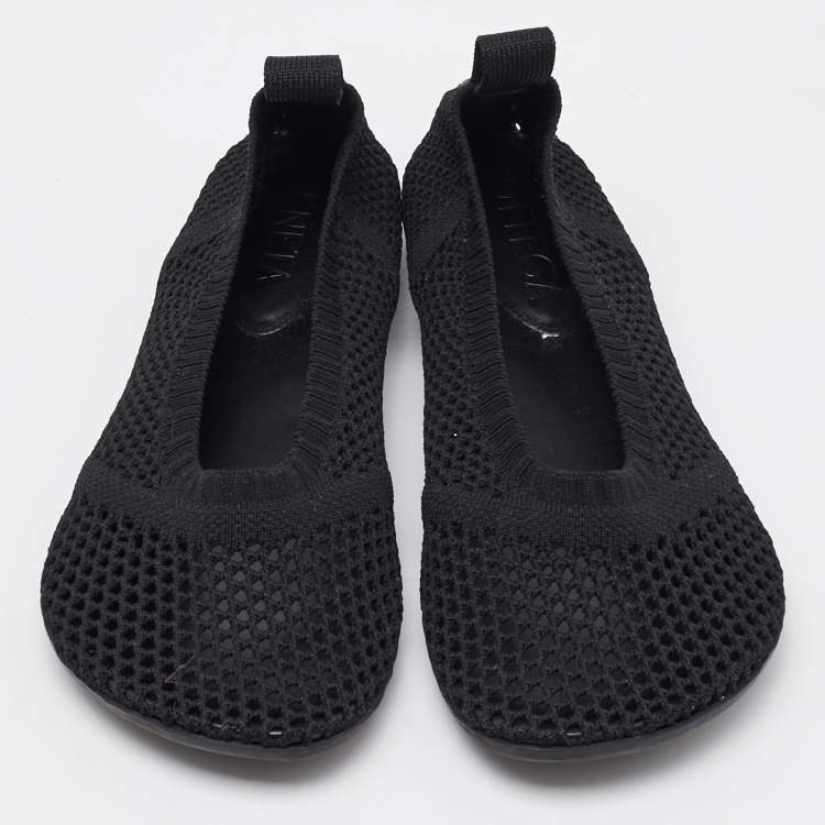 Pre Owned Bottega Veneta Black Stretch Knit Atomic Ballet Flats Size 39