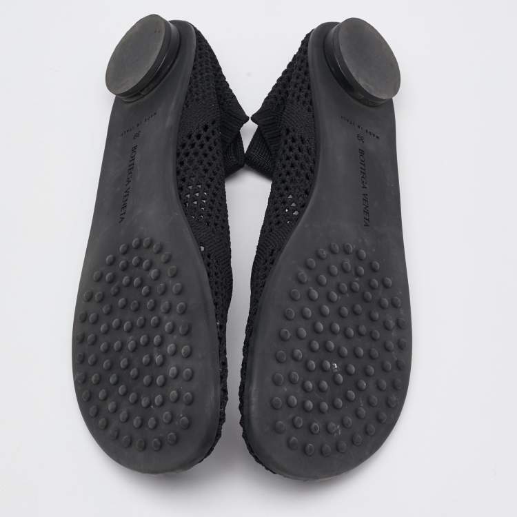 Pre Owned Bottega Veneta Black Stretch Knit Atomic Ballet Flats Size 39