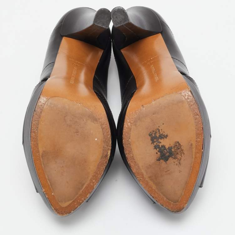 Pre Owned Bottega Veneta Brown Leather Peep Toe Pumps Size 40