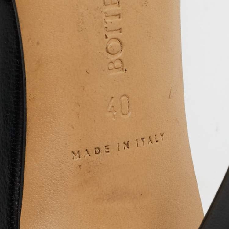 Pre Owned Bottega Veneta Black Leather Stretch Square Toe Slide Sandals Size 40