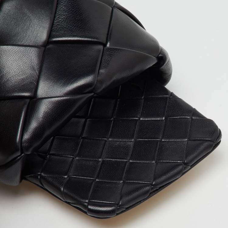Pre Owned Bottega Veneta Black Intrecciato Leather Lido Flat Slide Sandals Size 39.5