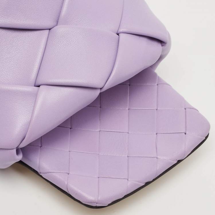 Pre Owned Bottega Veneta Purple Intrecciato Leather Flat Slides Size 37.5