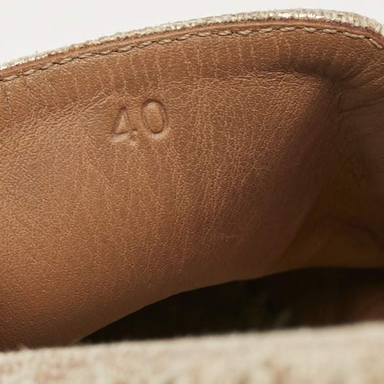 Pre Owned Bottega Veneta Metallic Gold Intrecciato Canvas Espadrille Flats Size 40