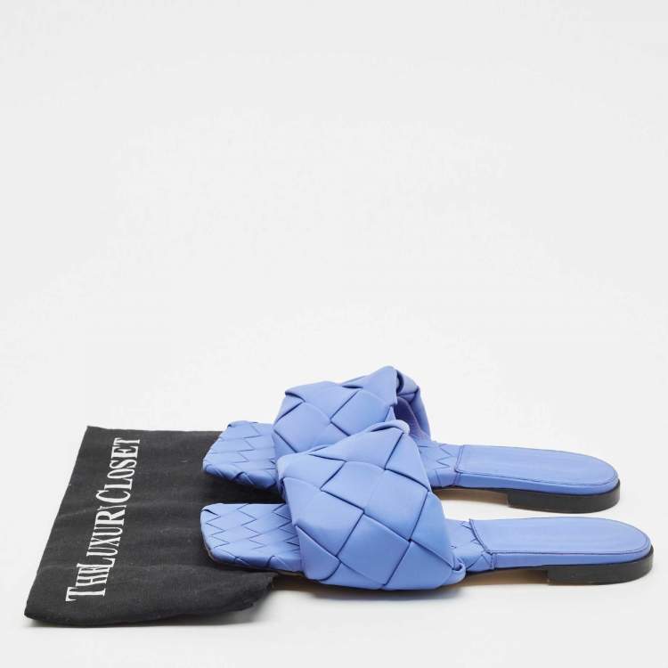 Pre Owned Bottega Veneta Blue Quilted Leather Lido Flats Size 39