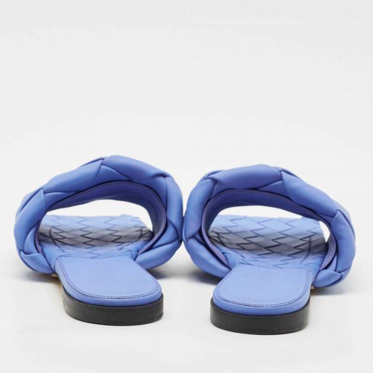 Pre Owned Bottega Veneta Blue Quilted Leather Lido Flats Size 39