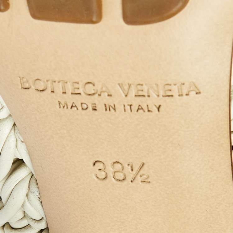 Pre Owned Bottega Veneta Light Grey Leather The Board Heel Mules Size 38.5