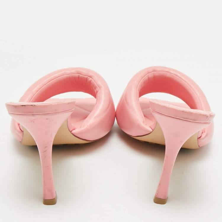 Pre Owned Bottega Veneta Pink Quilted Leather Lido Slide Sandals Size 40 