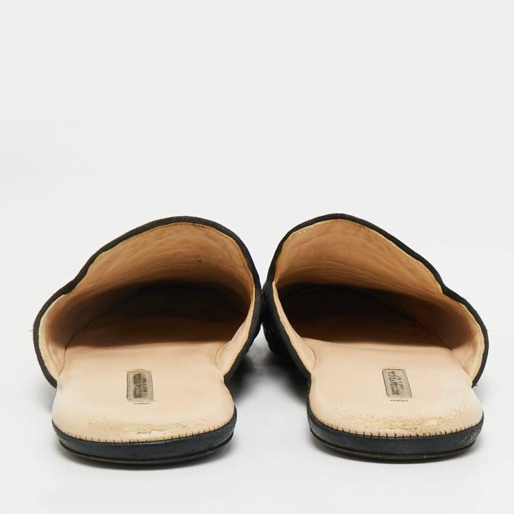 Pre Owned Bottega Veneta Metallic Bronze Leather Intrecciato Mules 38