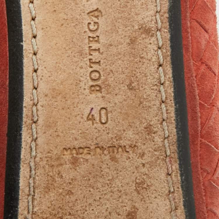 Pre Owned Bottega Veneta Brick Intrecciato Suede Smoking Slippers Size 40