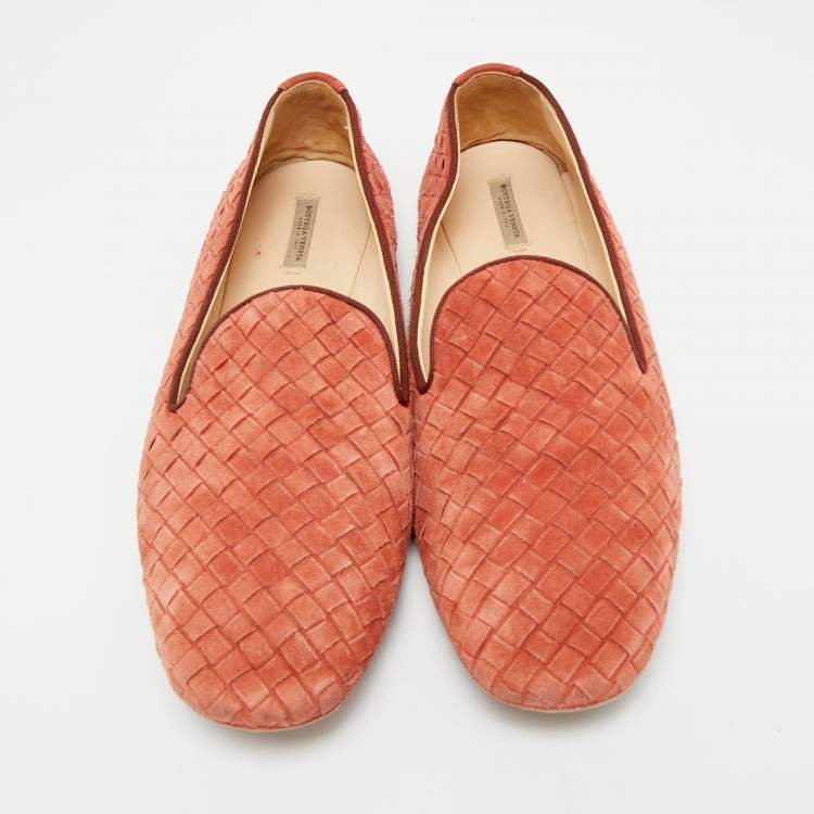 Pre Owned Bottega Veneta Brick Intrecciato Suede Smoking Slippers Size 40