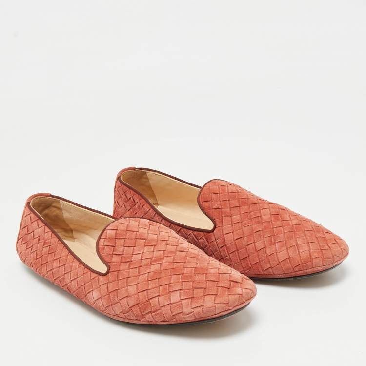 Pre Owned Bottega Veneta Brick Intrecciato Suede Smoking Slippers Size 40