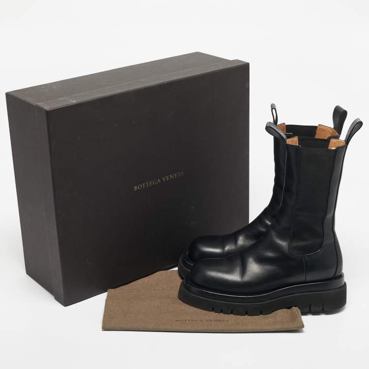 Pre Owned Bottega Veneta Black Leather Storm Chelsea Boots Size 38