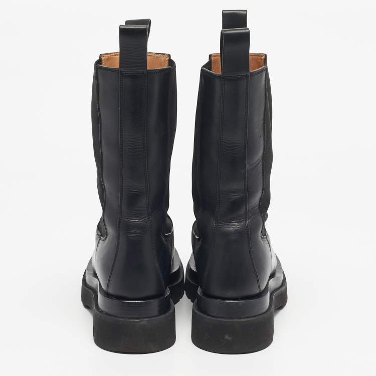 Pre Owned Bottega Veneta Black Leather Storm Chelsea Boots Size 38