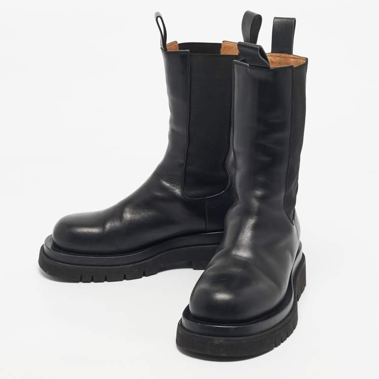 Pre Owned Bottega Veneta Black Leather Storm Chelsea Boots Size 38