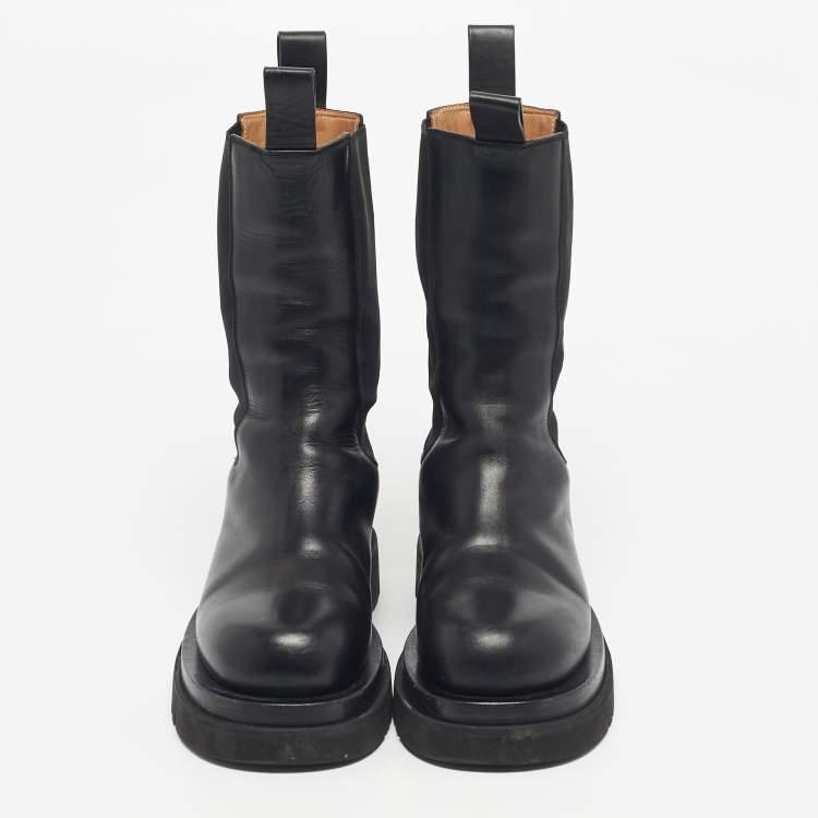 Pre Owned Bottega Veneta Black Leather Storm Chelsea Boots Size 38
