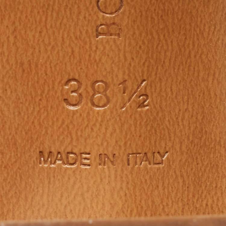 Pre Owned Bottega Veneta Gold Intrecciato Leather Ravello Slide Sandals Size 38.5