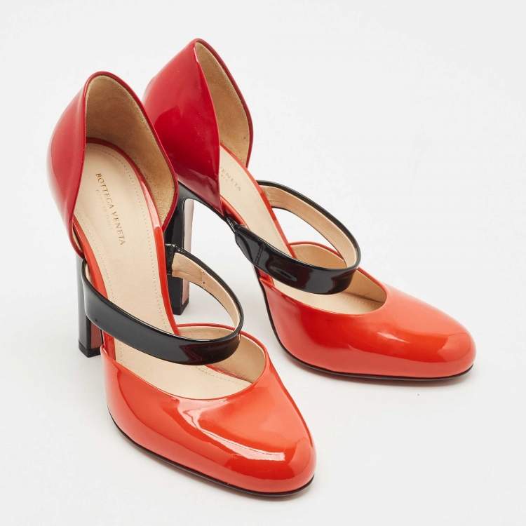 Pre Owned Bottega Veneta Tricolour Patent Leather Mary Jane Pumps Size 38
