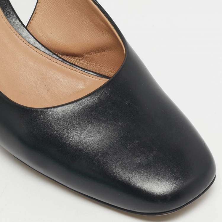 Pre Owned Bottega Veneta Black Leather Slingback Pumps Size 38