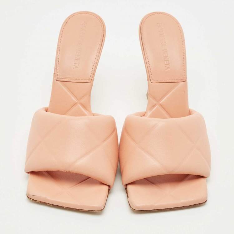 Pre Owned Bottega Veneta Orange Leather Lido Slide Sandals Size 37