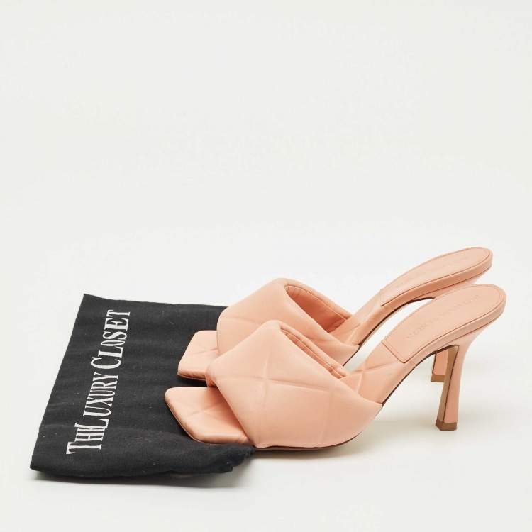 Pre Owned Bottega Veneta Orange Leather Lido Slide Sandals Size 37