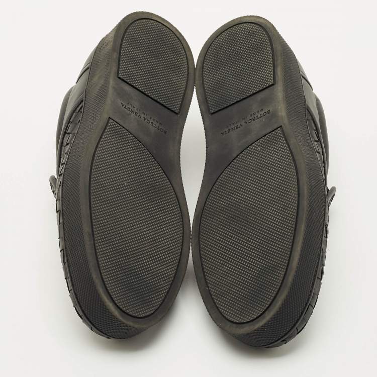 Pre Owned Bottega Veneta Black Intrecciato Leather Dodger Sneakers Size 39