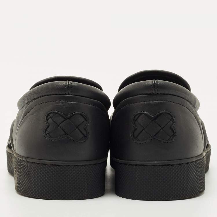 Pre Owned Bottega Veneta Black Intrecciato Leather Dodger Sneakers Size 39
