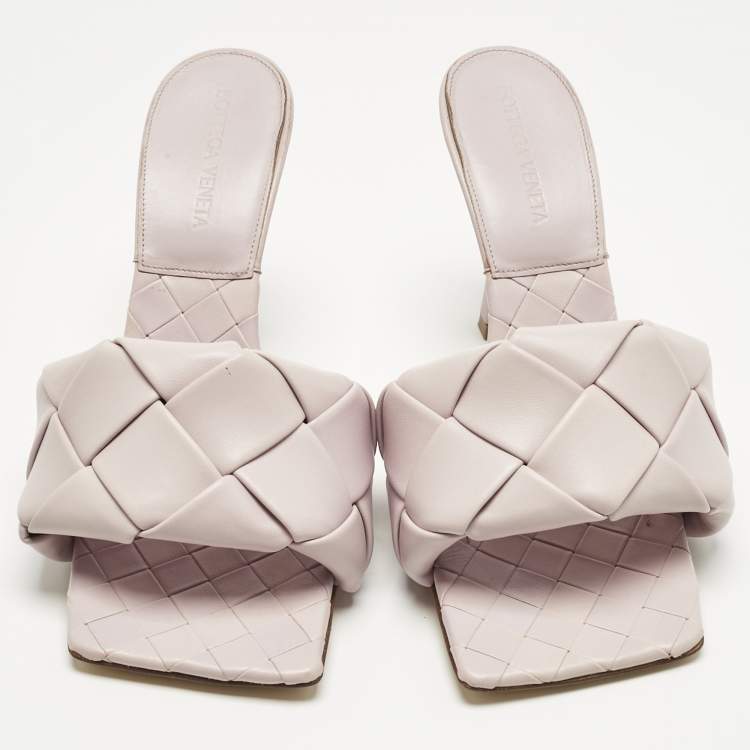 Pre Owned Bottega Veneta Cream Leather Lido Slide Sandals Size 37.5