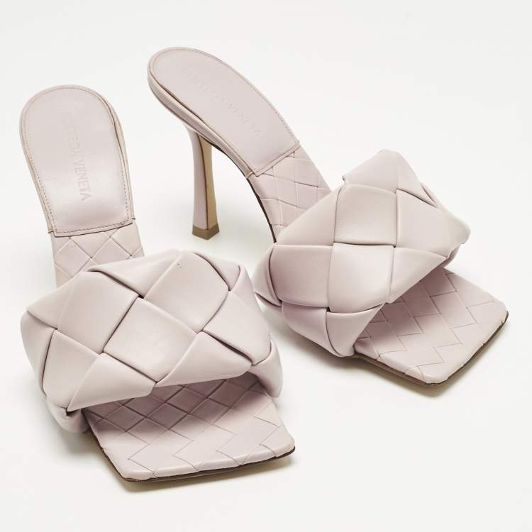Pre Owned Bottega Veneta Cream Leather Lido Slide Sandals Size 37.5