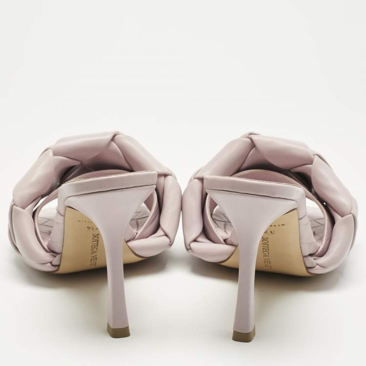 Pre Owned Bottega Veneta Cream Leather Lido Slide Sandals Size 37.5