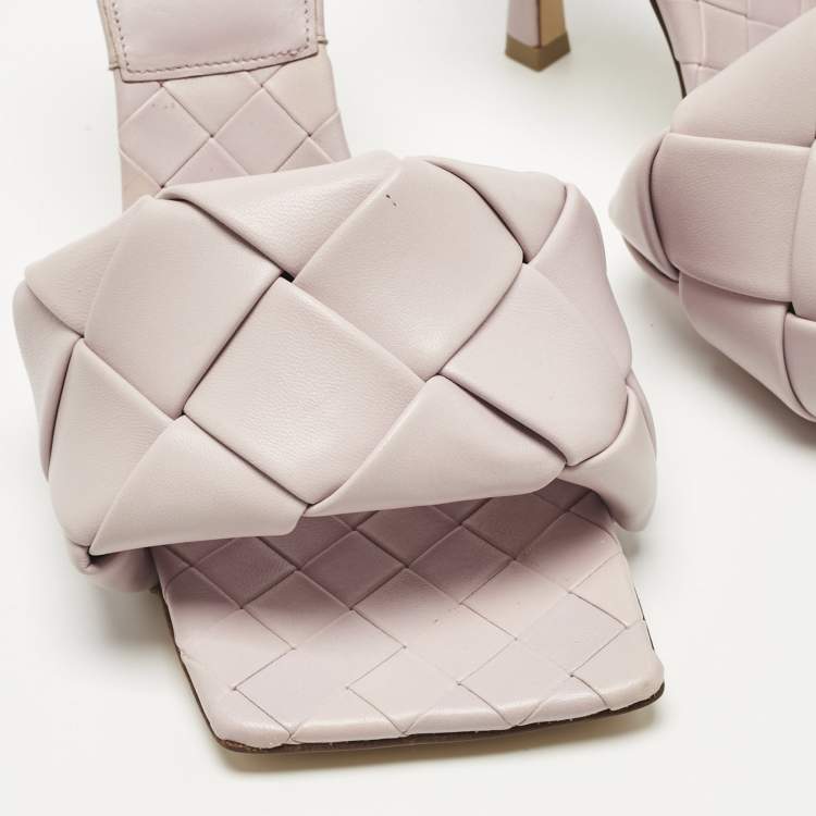 Pre Owned Bottega Veneta Cream Leather Lido Slide Sandals Size 37.5