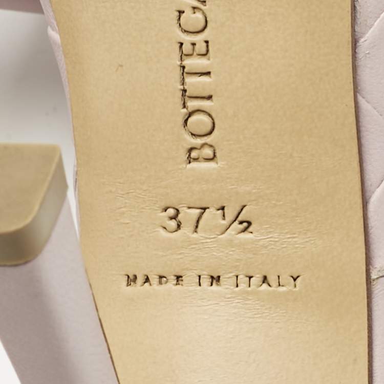 Pre Owned Bottega Veneta Cream Leather Lido Slide Sandals Size 37.5