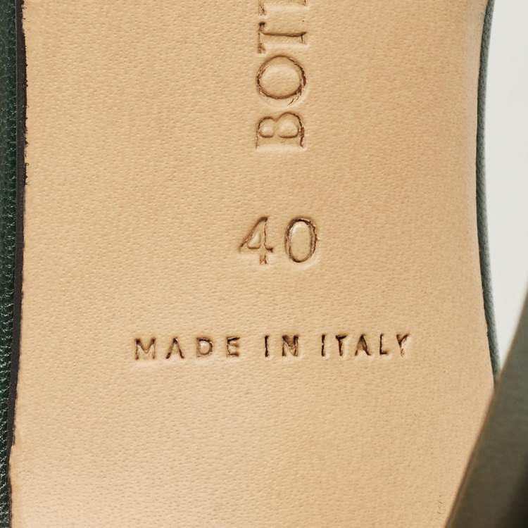 Pre Owned Bottega Veneta Green Stretch Slide Sandals Size 40