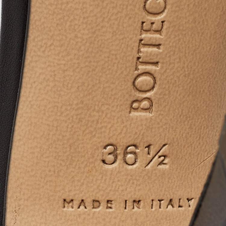 Pre Owned Bottega Veneta Black Leather Sparkle Stretch Ankle Tie Up Sandals Size 36.5