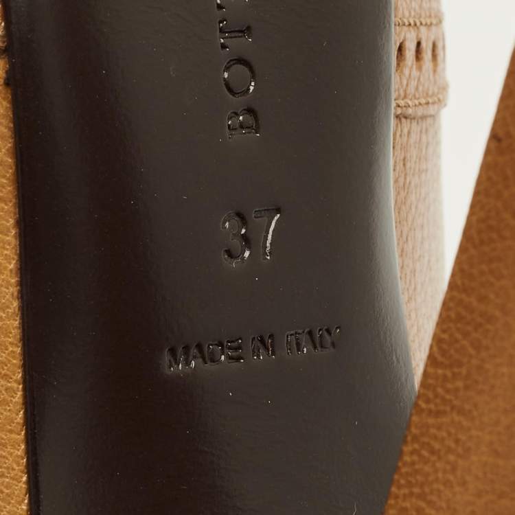 Pre Owned Bottega Veneta Brown Leather Brogue Lace Up Ankle Boots Size 37