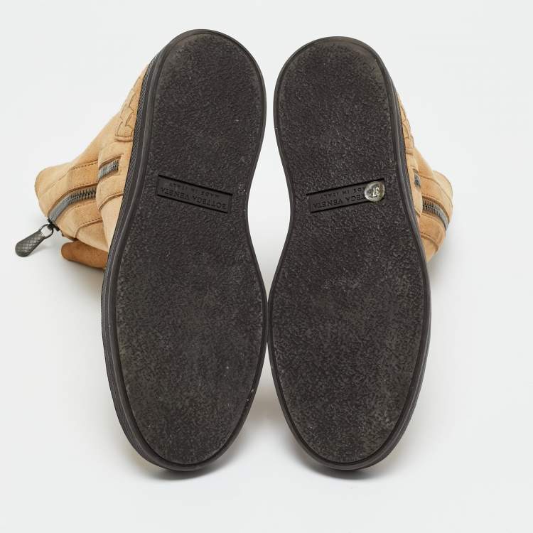 Pre Owned Bottega Veneta Brown Suede Ankle Length Boots Size 37