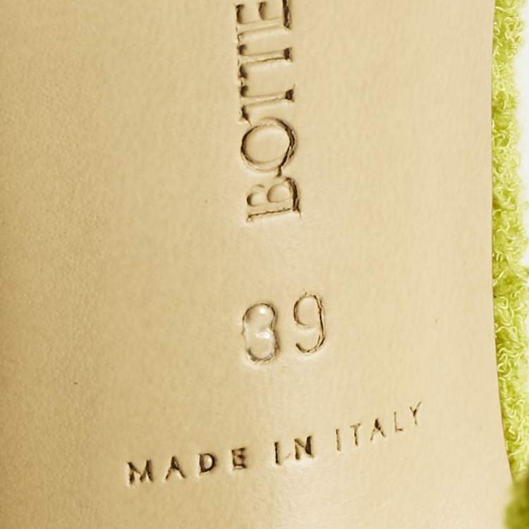 Pre Owned Bottega Veneta Green Fabric Stretch Slide Sandals Size 39