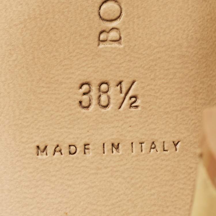 مملوكة مسبقًا Bottega Veneta Yellow Braided Leather Curve Open Toe Sandals Size 38.5