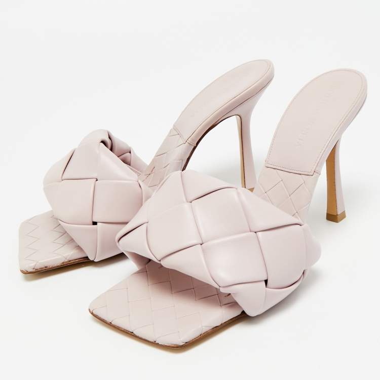 Pre Owned Bottega Veneta Purple Quilted Leather Lido Slide Sandals Size 38