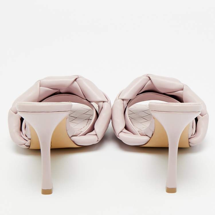 Pre Owned Bottega Veneta Purple Quilted Leather Lido Slide Sandals Size 38