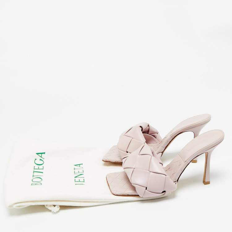 Pre Owned Bottega Veneta Purple Quilted Leather Lido Slide Sandals Size 38