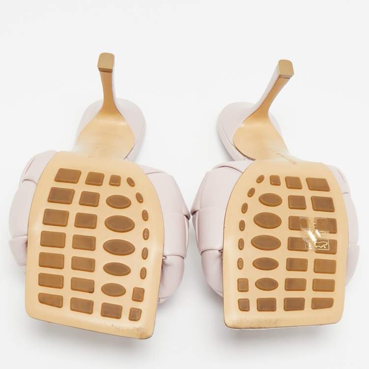 Pre Owned Bottega Veneta Purple Quilted Leather Lido Slide Sandals Size 38