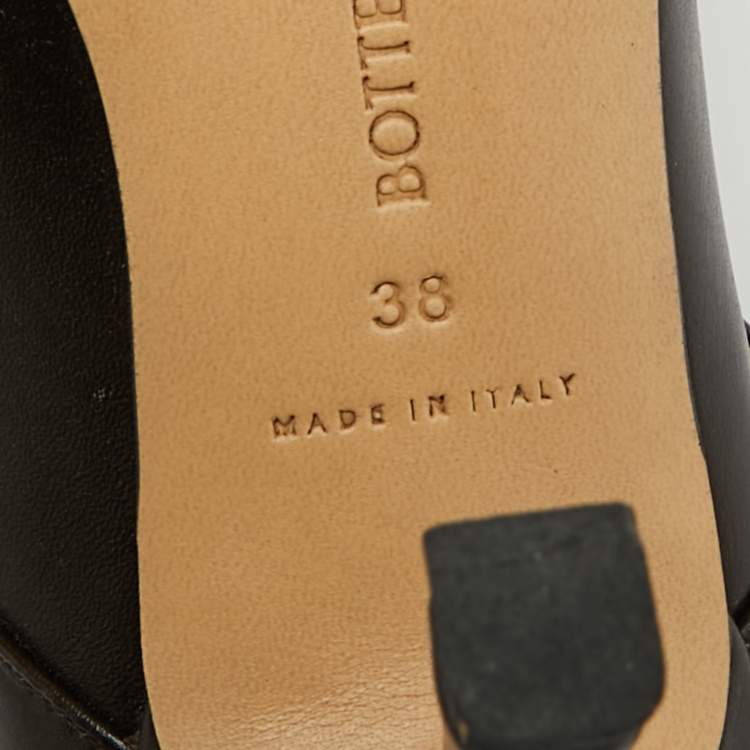 Pre Owned Bottega Veneta Stretch Buckle Size 38 Dark Brown Leather Slide Sandals