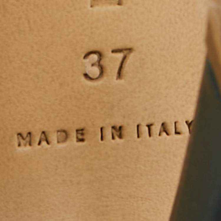 Pre Owned Bottega Veneta Stretch Size 37 Green Leather Ankle Strap Sandals