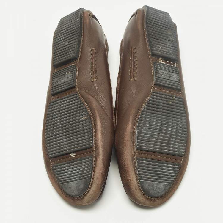 Pre Owned Bottega Veneta Veneta Size 39.5 Brown Leather Smoking Slippers