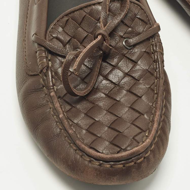 Pre Owned Bottega Veneta Veneta Size 39.5 Brown Leather Smoking Slippers