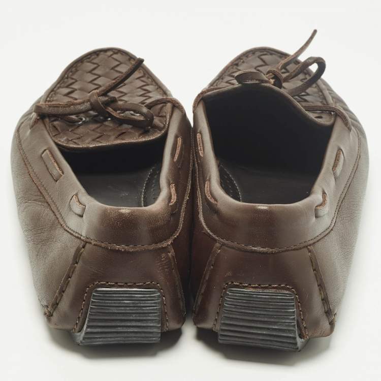 Pre Owned Bottega Veneta Veneta Size 39.5 Brown Leather Smoking Slippers