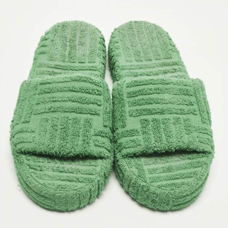 Pre Owned Bottega Veneta Resort Sponge Size 39 Green Fabric Flats