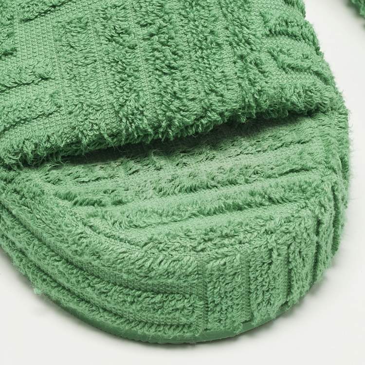 Pre Owned Bottega Veneta Resort Sponge Size 39 Green Fabric Flats